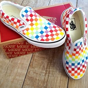 Vans Classic Slip-On Shoes (Checkerboard Rainbow)